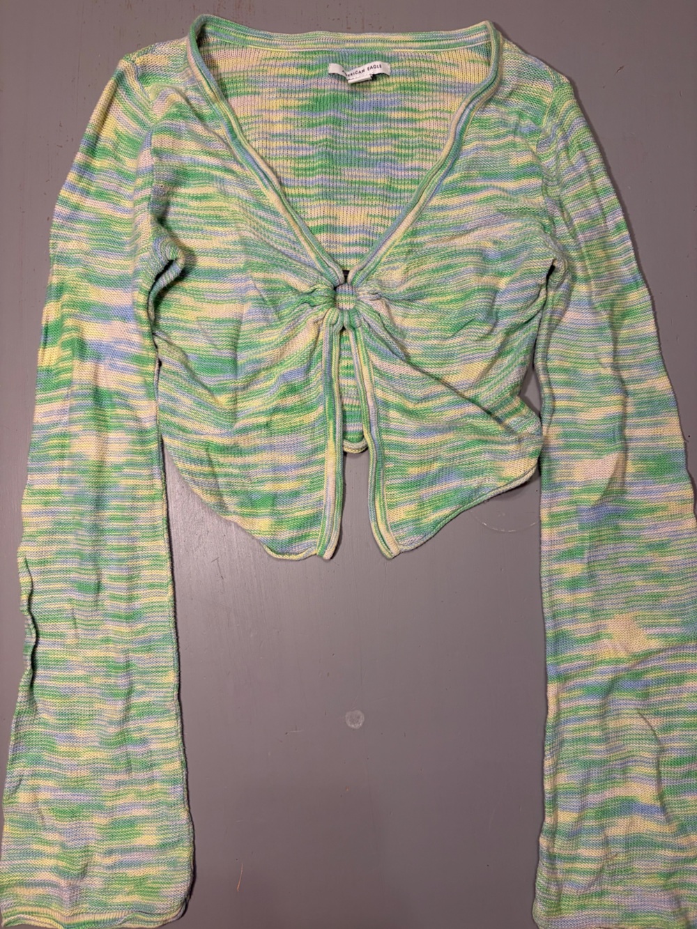 Striped Tie-Front Top Pastel Green & Blue